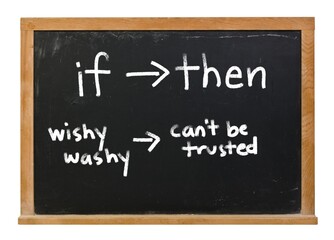 Obraz premium If then conditional statement about tariffs written in white chalk on a black chalkboard