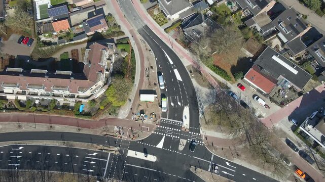 Aerial of a newly built intersection in a small Dutch town