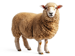 A high-resolution studio photograph full body shot of a Suffolk sheep are standing on a pure white background, perfect for dicut
