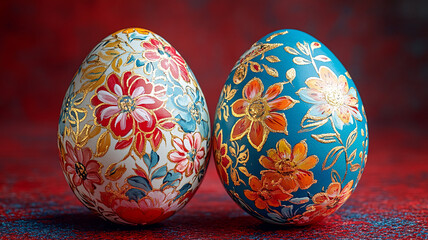 Colorful painted Easter eggs, a spring holiday tradition and celebration symbol