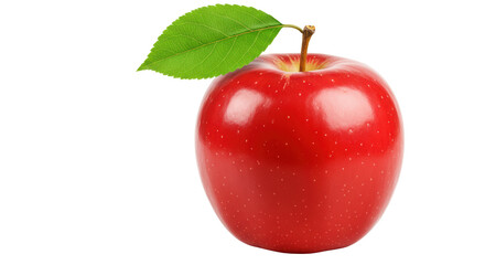 Isolated Red Apple with Green Leaf