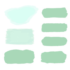 set of watercolor paint  green strokes
