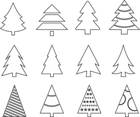 Christmas tree line icon
