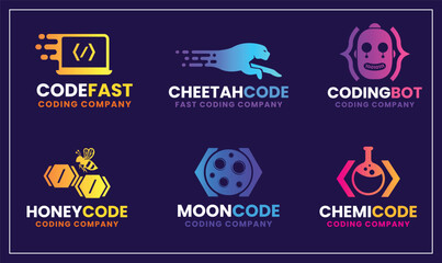 logo design templates. Vector illustrations on the topic of business, technology, network, social media, Internet community, logistics.