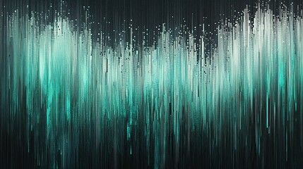 Abstract cascade of teal luminescence evokes a sense of dynamic energy