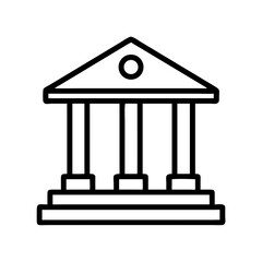 Bank Building with Column Structure Icon Design