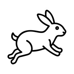 Rabbit outline vector illustration, cute bunny running drawing, easter animal silhouette clip art design