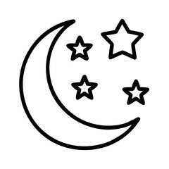 Moon and stars vector illustration night sky celestial crescent outline drawing astrology icon design