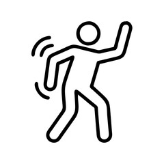 Dancing man icon vector illustration, dance pose, party celebration, happy person, line art style