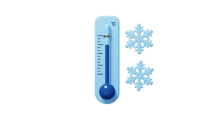 Isolated Thermometer and Snowflakes