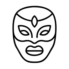 Lucha libre mask vector illustration, wrestling mask outline icon, mexican wrestler face design