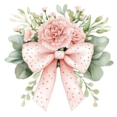 Elegant floral bouquet with pink polka dot bow