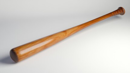 Classic wooden baseball bat displaying smooth grain on a neutral background