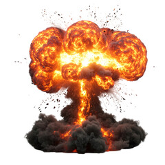 Spectacular Explosion with Fiery Flames and Dark Smoke