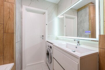 interior apartment room bathroom, sink, decorative elements, toilet