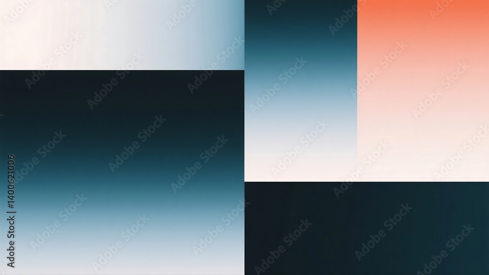 Aufkleber abstract geometric color block composition with soft gradient transitions, minimalist matte backgrou