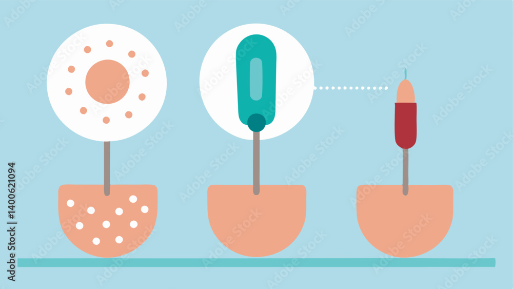 Poster microneedling process a sequence of three images showing the microneedling process – the device in c