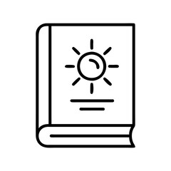 Stock vector illustration of a sun book icon for learning and education resources and design needs