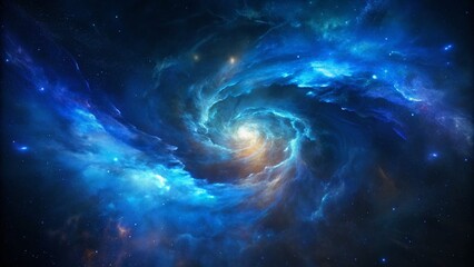 Obraz premium Celestial Vortex: Swirling Blue Nebula in Deep Space - Stunning Cosmic Landscape