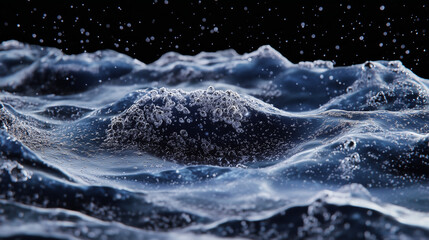 Ultra-Realistic 3D Render of Bubbling Water Waves with Droplets in Motion