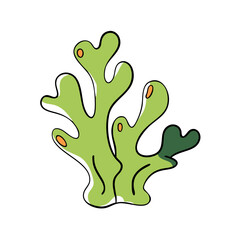 Coral reef illustration in vibrant green colors representing marine life  