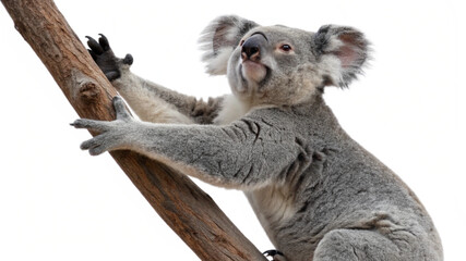 Fototapeta premium A koala bear stretching its arms, isolated on a transparent background