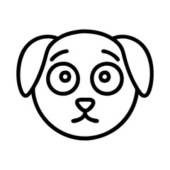 Sad puppy dog face drawing vector illustration cute pet animal outline graphic design template for kids