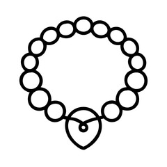 Outline beaded necklace with heart pendant fashion accessory jewelry design vector drawing