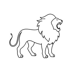 Lion roaring line art illustration