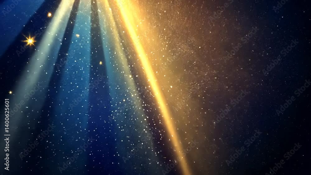 Poster celestial radiance: luminous beams and sparkling particles abstract scene