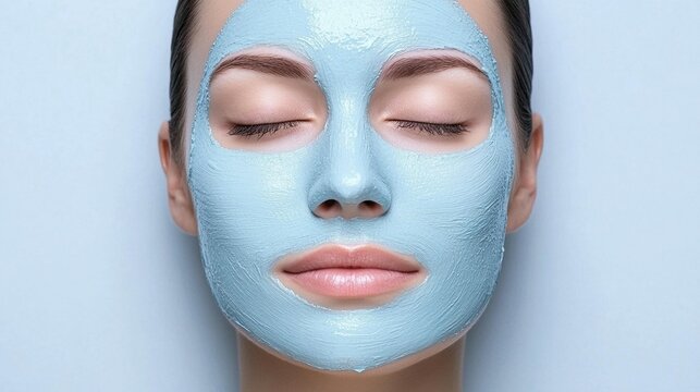 Woman with light-blue face mask