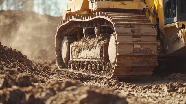 Heavy equipment operator controlling a bulldozer for site grading. Featuring power and precision