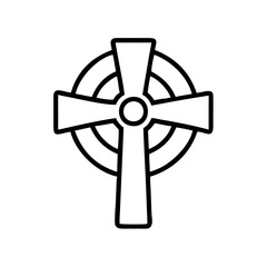 Obraz premium Download celtic cross vector outline drawing irish symbol design element isolated graphic art icon shape