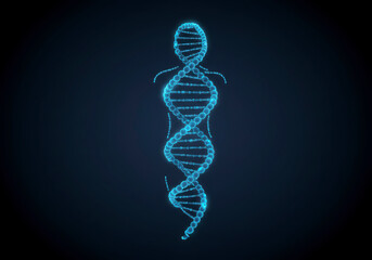 Vector Human-Shaped Blue DNA Strand Illustration