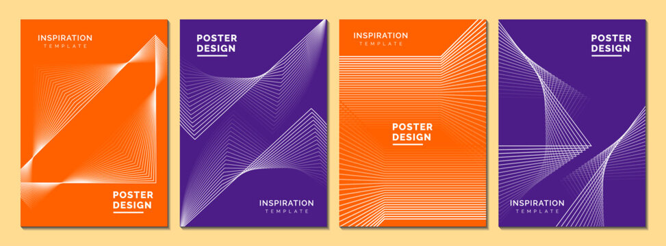 Abstract liner line and wavy line poster background vector set. Minimalist cover template design for Cover, banner, flyer, Ads, Social Media etc. 