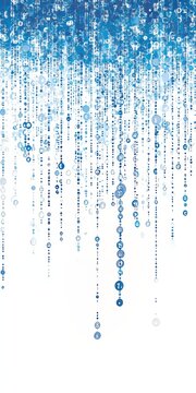 Falling Blue Particles on White Background, Digital Rain, Abstract Data Stream, Data Transfer