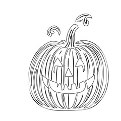 Spooky Halloween Pumpkin Carving Sketch Outline