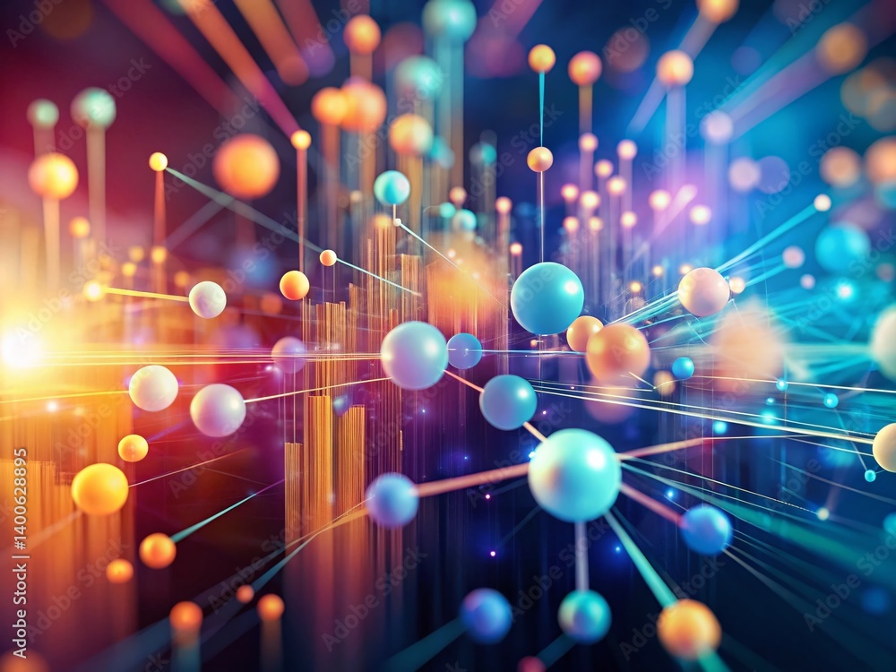 Poster bokeh lights abstract optimization process flowchart