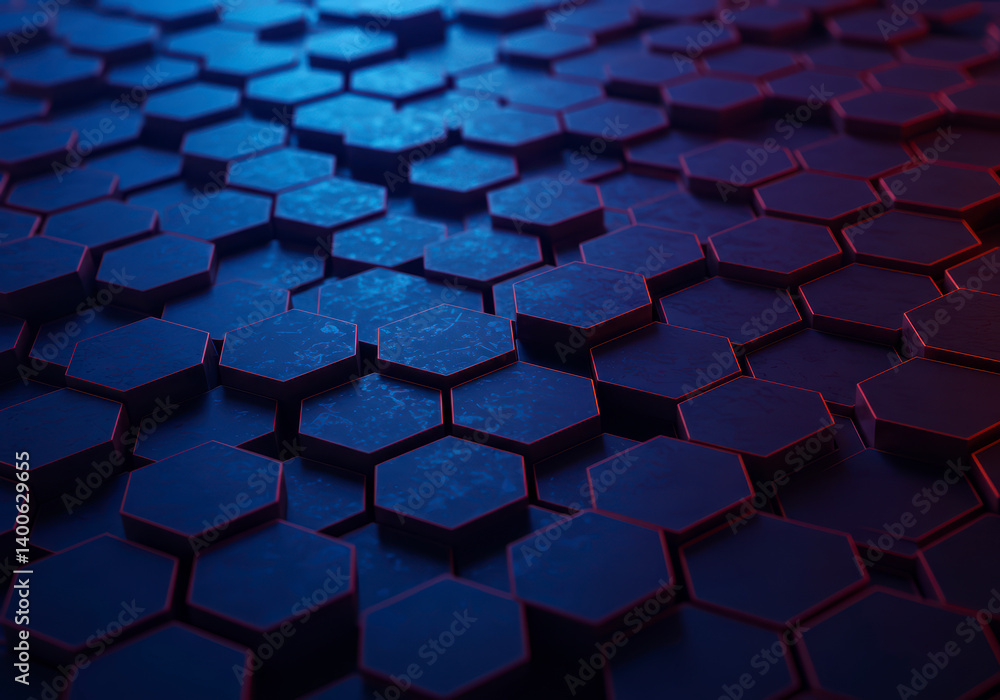 Poster abstract hexagonal network background with geometric lines and technology concept