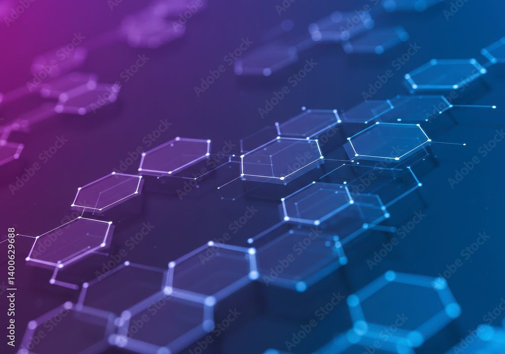 Poster futuristic abstract technology background with hexagon network and digital connections