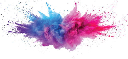 Colorful rainbow powder explosion on a transparent background. Explosive burst of vibrant rainbow colors.