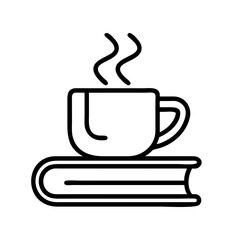 Coffee cup on book vector illustration for cafe reading study time and relaxation design elements