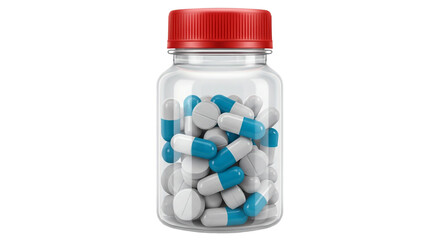 Transparent Jar with Capsules – Pharmaceutical Storage for Medication