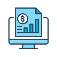 Financial Report on Desktop with Dollar Sign Icon Design