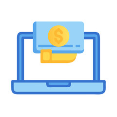 Online Payment via Laptop Screen Icon Design