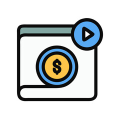 Video Play Button with Money Symbol Icon Design