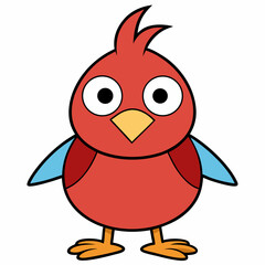 bird, cartoon, animal, illustration, vector, cute, parrot, funny, chicken, character, art, nature, fun, happy, icon, christmas, beak, design, wing, duck, drawing, feather