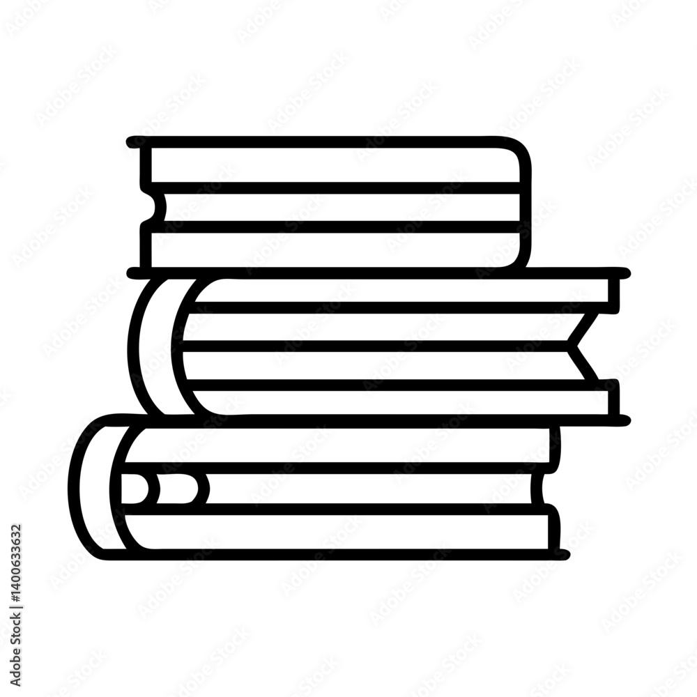Poster stack of books illustration for education and reading concept in simple outline style design vector