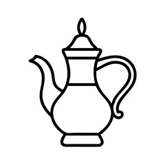 Outline drawing of a vintage teapot vector art for tea lovers and antique collectors design needs
