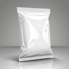 Blank white foil sachet packaging mockup